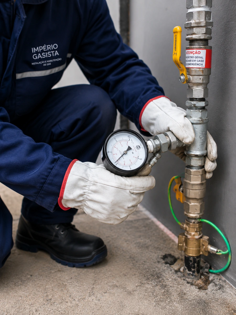 Técnico da Império Gasista em atendimento técnico
